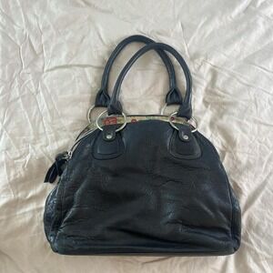 Latico leather black leather shoulder bag with floral interior
